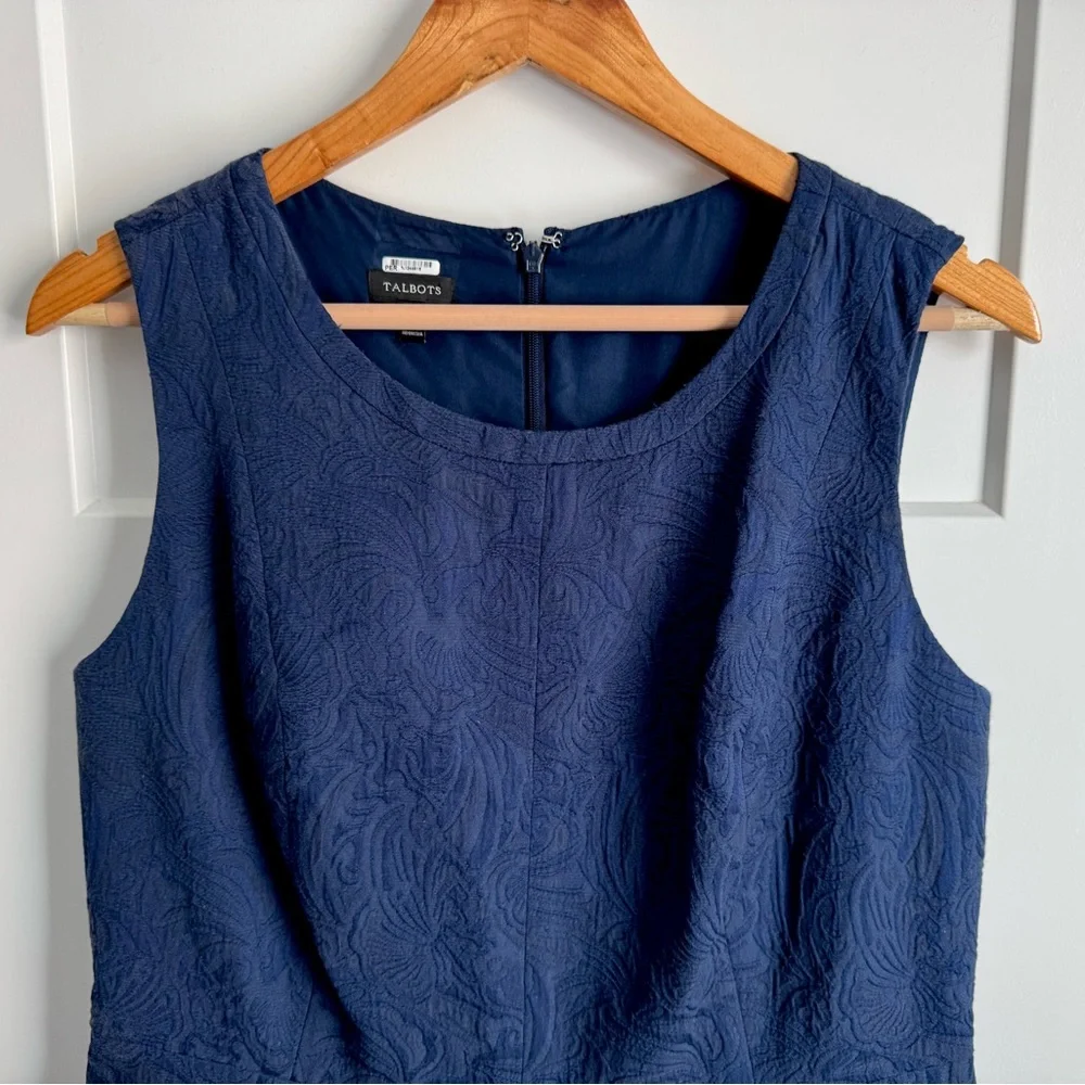 TALBOTS Women’s Brocade Navy Dress 10 - Picture 6 of 6
